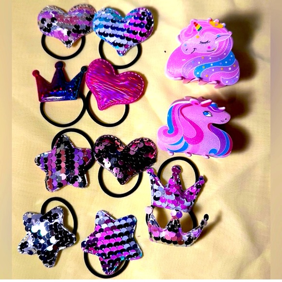 💢Girl hair accessories (10 pcs hair ties, 2
Unicorns & hair clips💢 - Picture 1 of 2